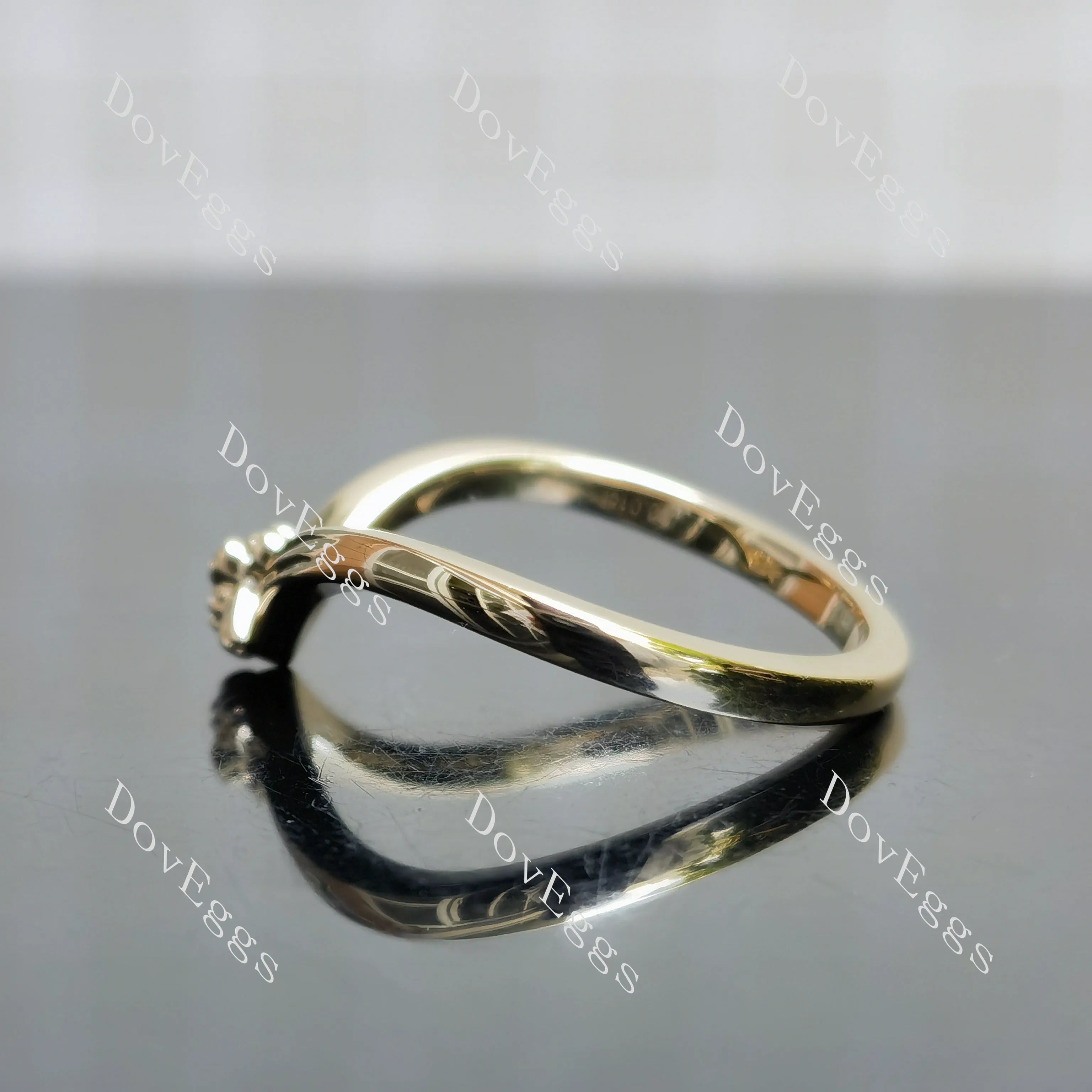 Tiny honeybee round bezel moissanite/lab grown diamond wedding band-2.2mm band width| DovEggs