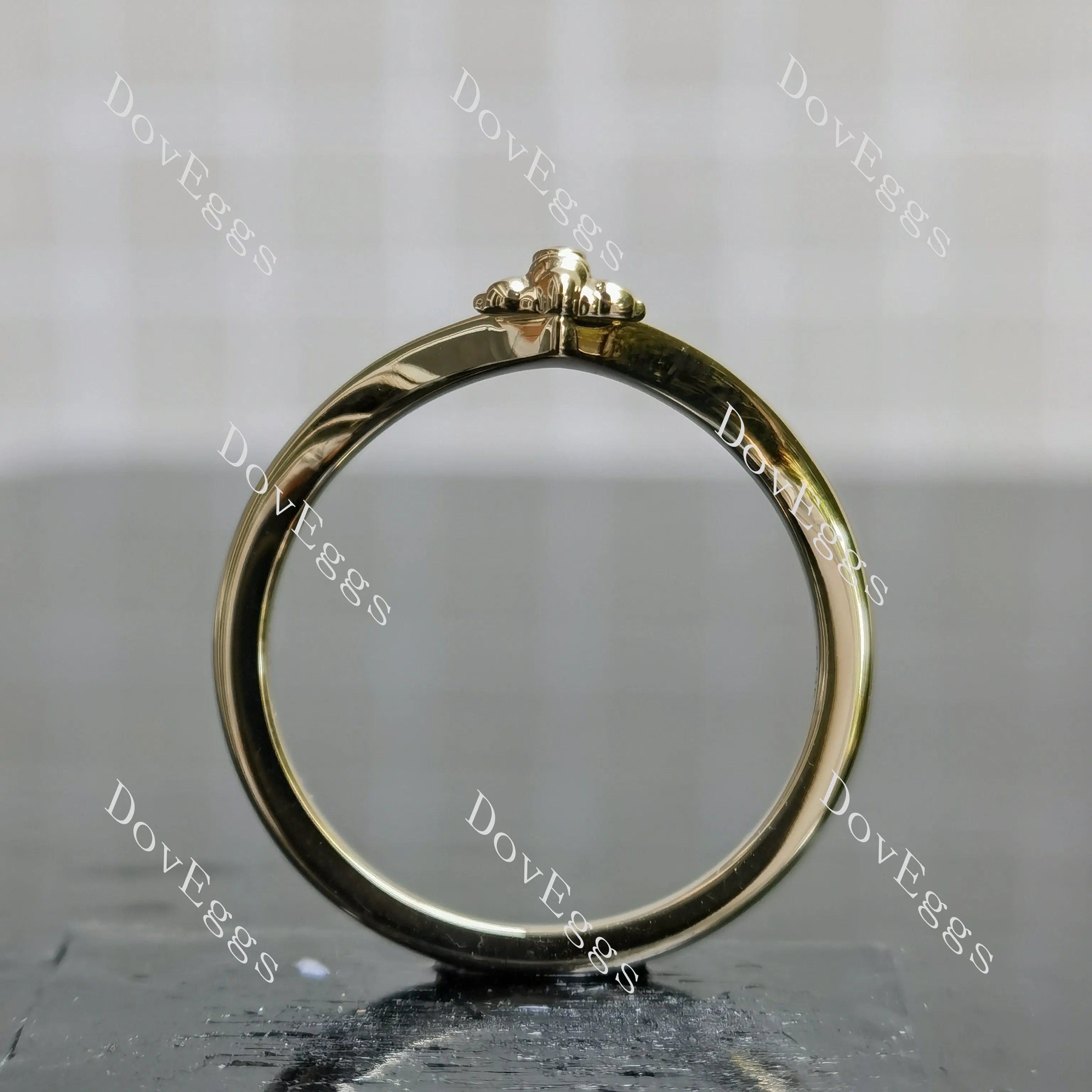 Tiny honeybee round bezel moissanite/lab grown diamond wedding band-2.2mm band width| DovEggs