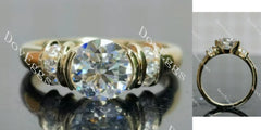 Round bezel vintage moissanite engagement ring| DovEggs