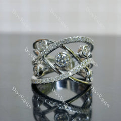 Round pave cross moissanite/lab grown diamond wedding band-15mm band width| DovEggs