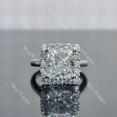 Princess halo moissanite engagement ring| DovEggs