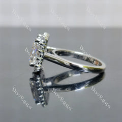 Princess halo moissanite engagement ring| DovEggs