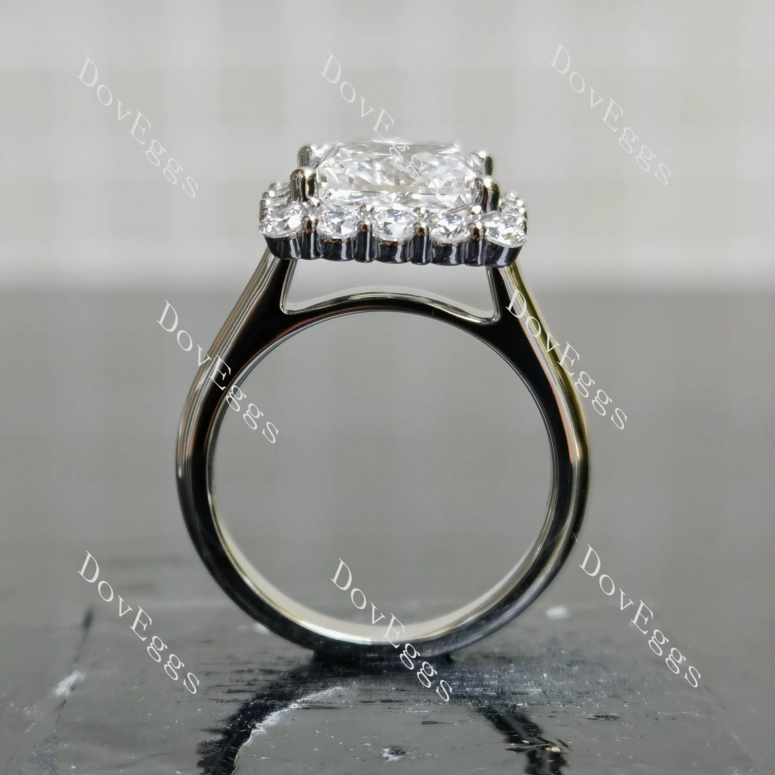 Princess halo moissanite engagement ring| DovEggs
