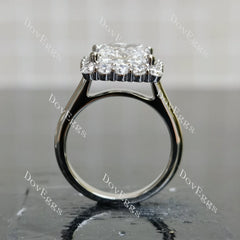 Princess halo moissanite engagement ring| DovEggs