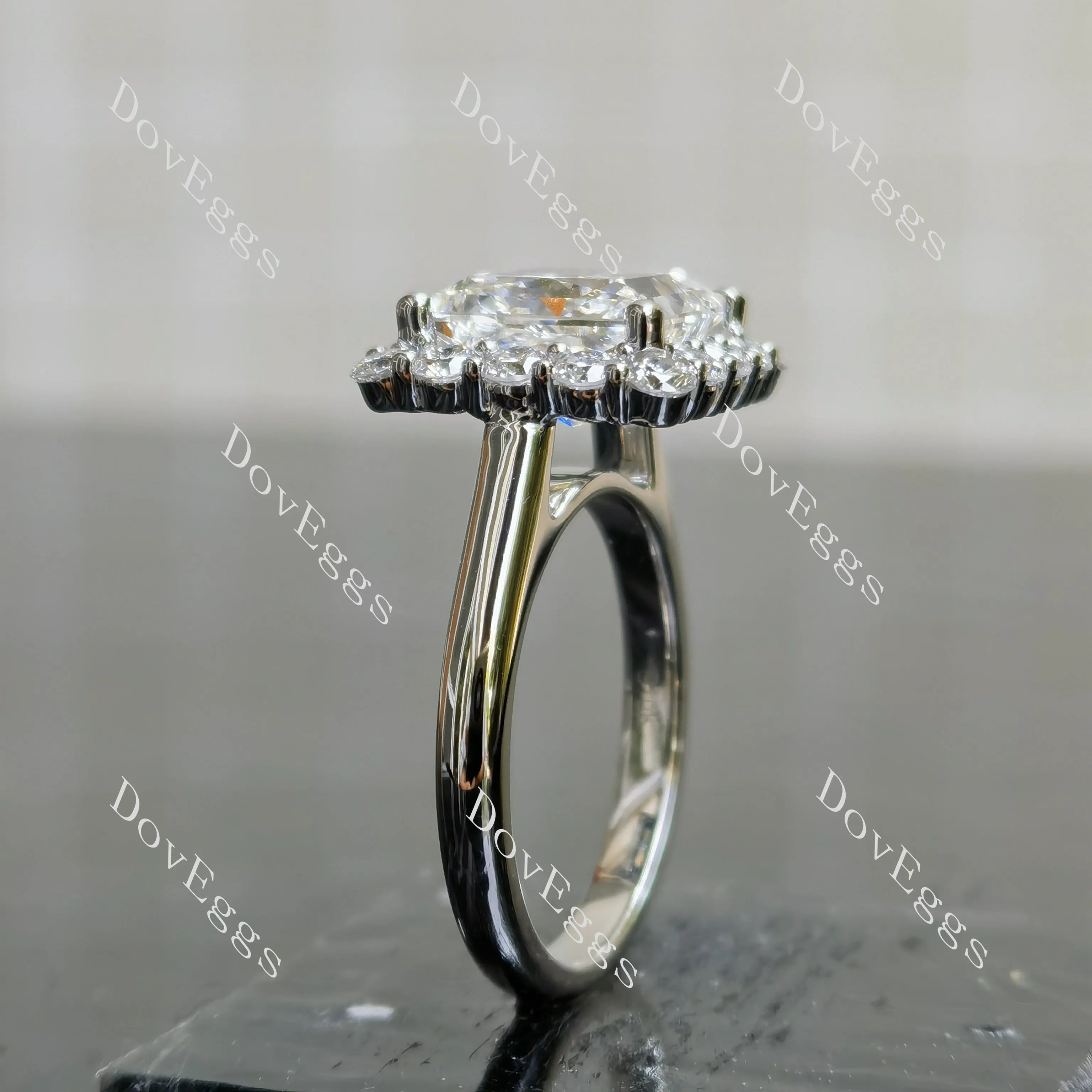 Princess halo moissanite engagement ring| DovEggs