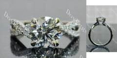 Round pave cross band moissanite engagement ring| DovEggs