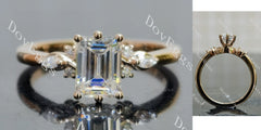 Emerald side stones moissanite engagement ring| DovEggs