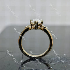 Marquise Modified H&A cut three stones moissanite engagement ring| DovEggs