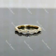 Round pave moissanite/ lab grown diamond wedding band-1.7mm band width| DovEggs