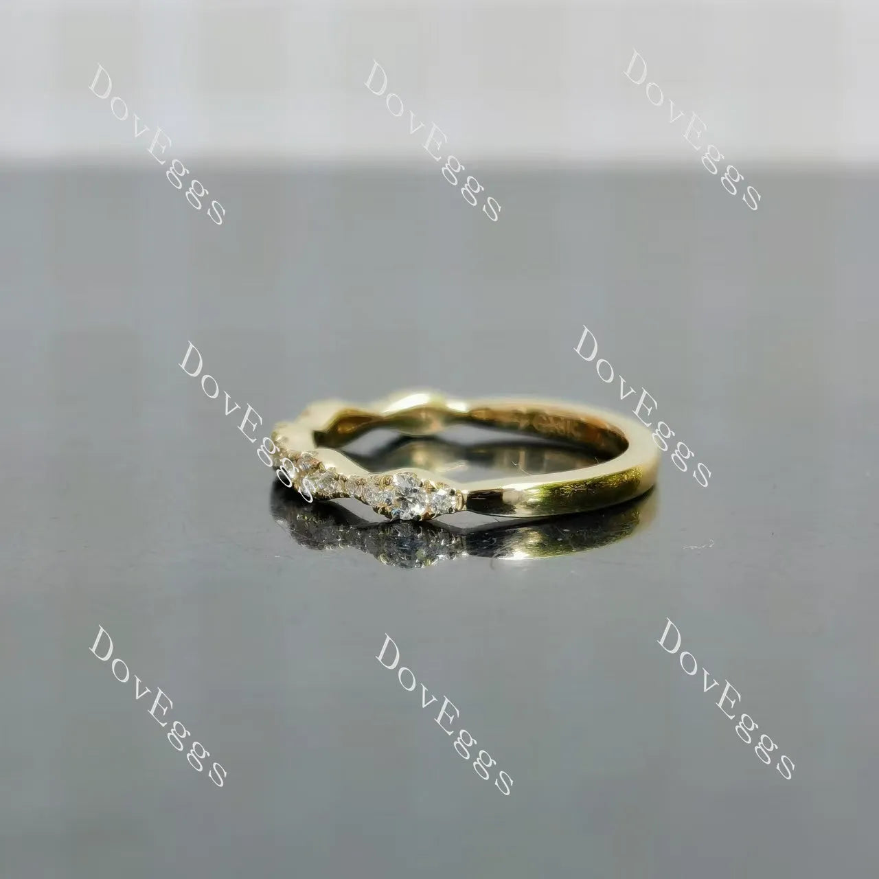 Round pave moissanite/ lab grown diamond wedding band-1.7mm band width| DovEggs