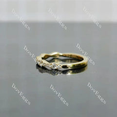 Round pave moissanite/ lab grown diamond wedding band-1.7mm band width| DovEggs