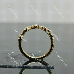 Round pave moissanite/ lab grown diamond wedding band-1.7mm band width| DovEggs