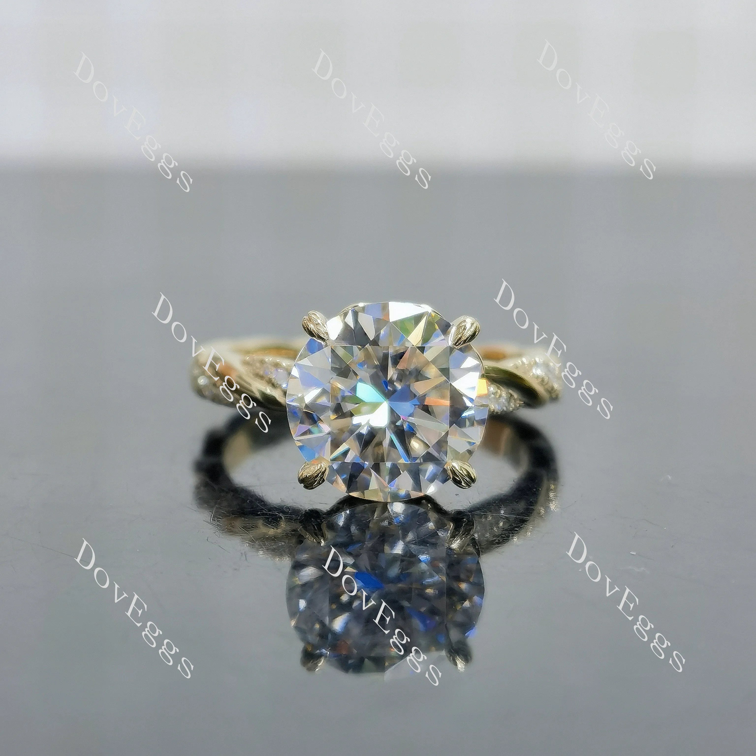 Beth Lauren- Round floral pave vintage moissanite engagement ring| DovEggs