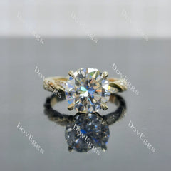 Beth Lauren- Round floral pave vintage moissanite engagement ring| DovEggs