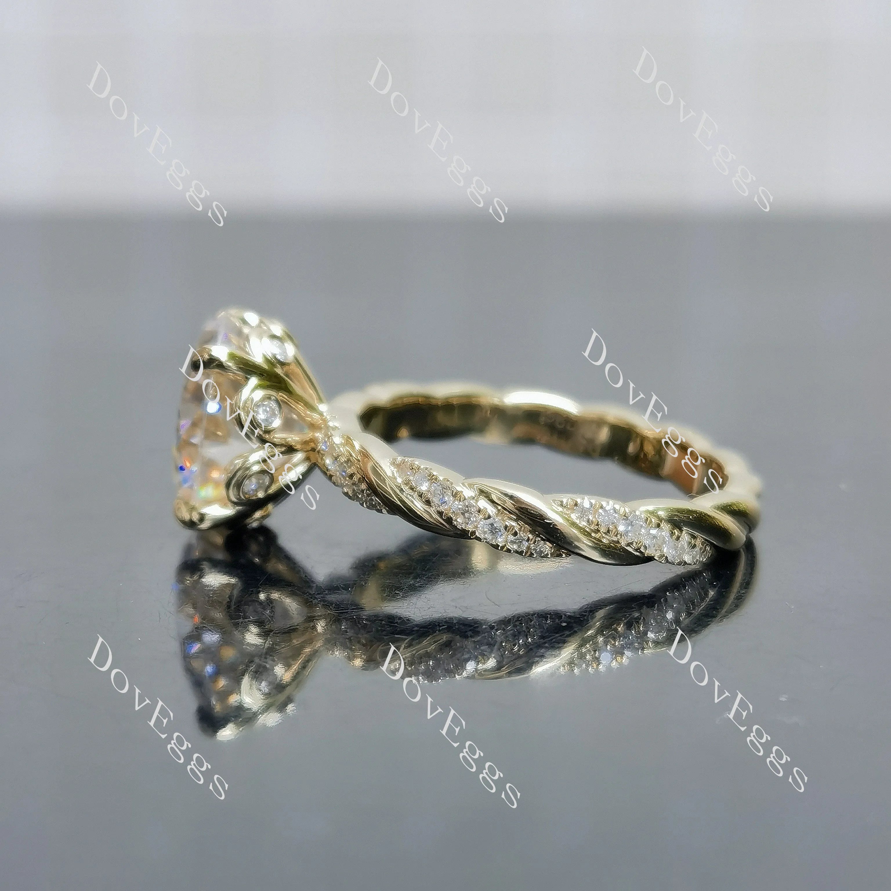 Beth Lauren- Round floral pave vintage moissanite engagement ring| DovEggs