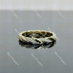 Beth Lauren-Round braided pave moissanite/ lab grown diamond wedding band-2.8mm band width| DovEggs