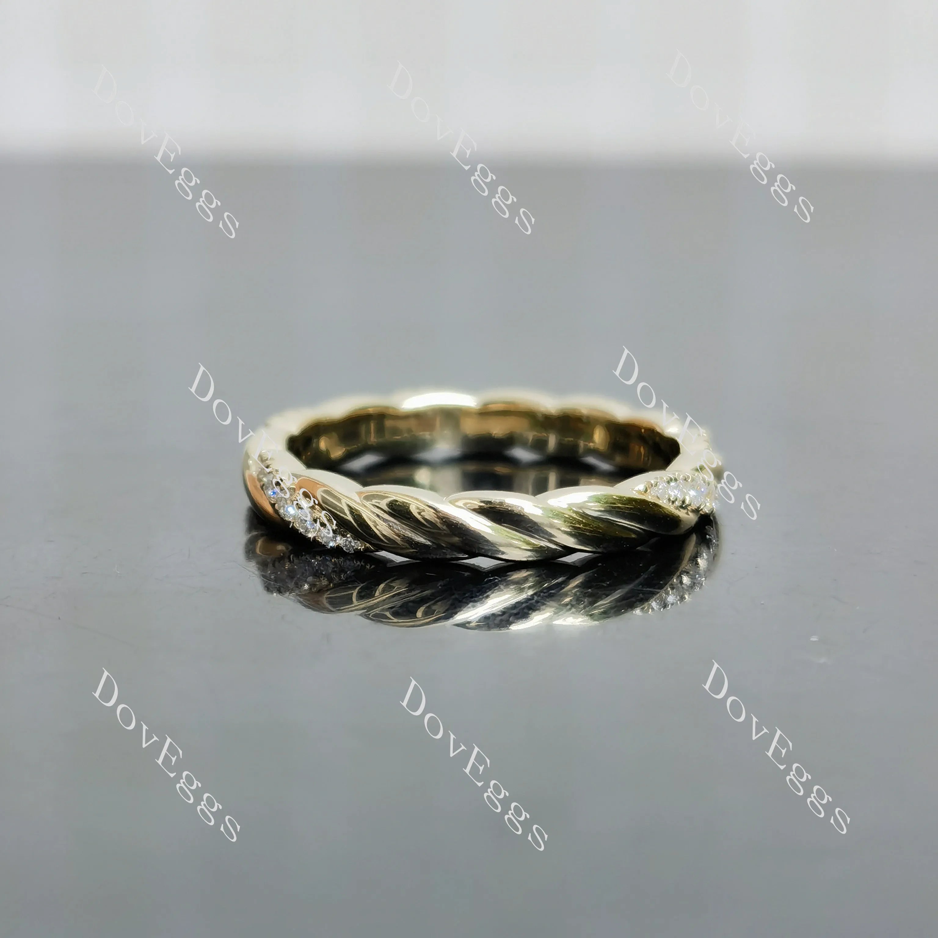 Beth Lauren-Round braided pave moissanite/ lab grown diamond wedding band-2.8mm band width| DovEggs