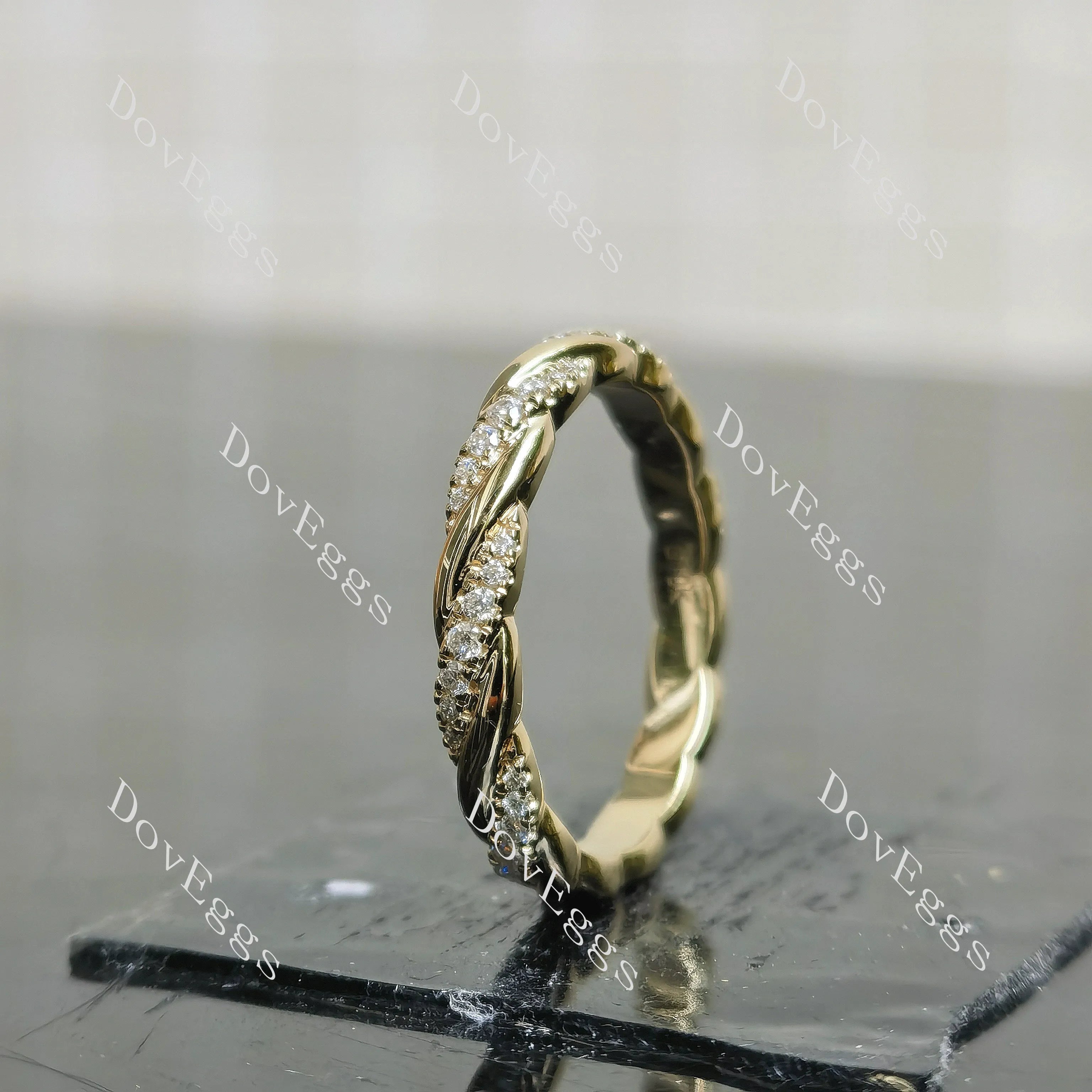 Beth Lauren-Round braided pave moissanite/ lab grown diamond wedding band-2.8mm band width| DovEggs