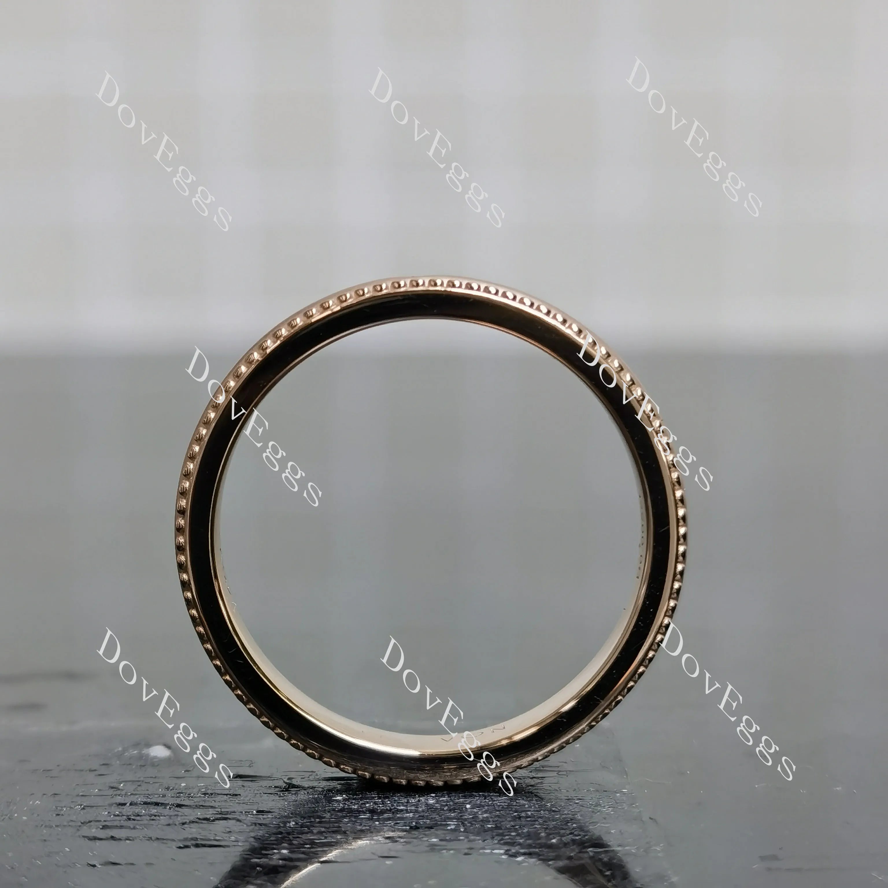 Round moissanite matt effect wedding band-4mm band width| DovEggs