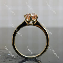 Round pave art deco moissanite engagement ring| DovEggs