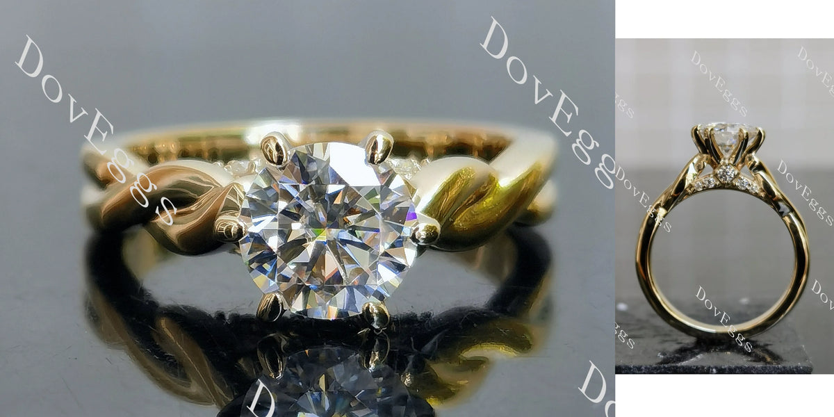 Round curved vintage moissanite engagement ring| DovEggs