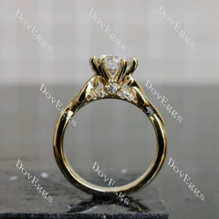 Round curved vintage moissanite engagement ring| DovEggs