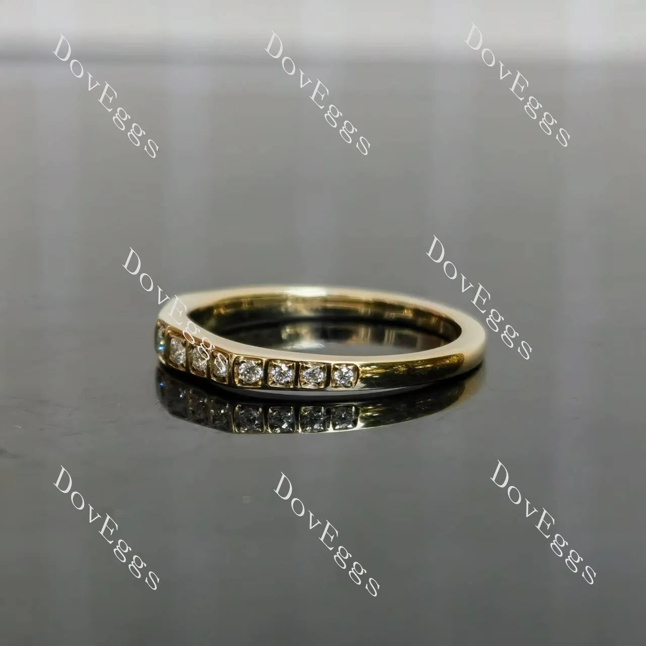 Round pave moissanite/lab grown diamond wedding band-1.5mm band width | Doveggs