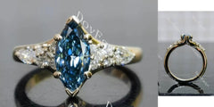 Harley-Marquise side stones vintage moissanite engagement ring| DovEggs