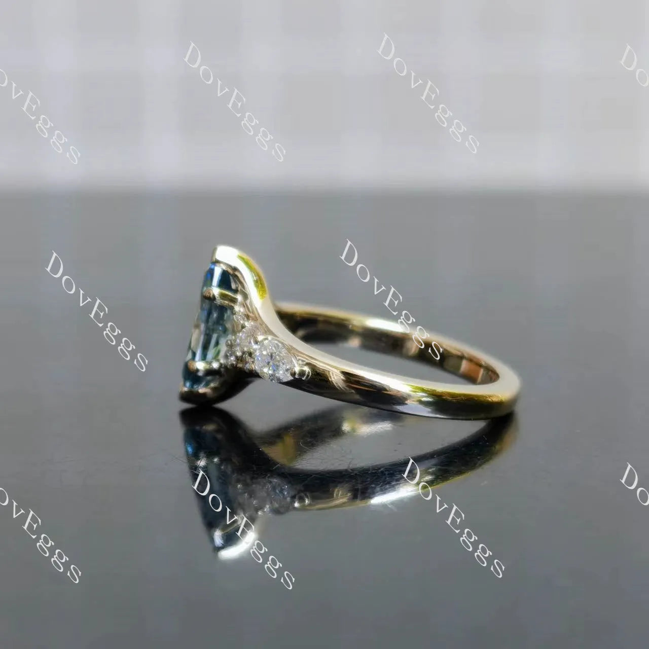Harley-Marquise side stones vintage moissanite engagement ring| DovEggs