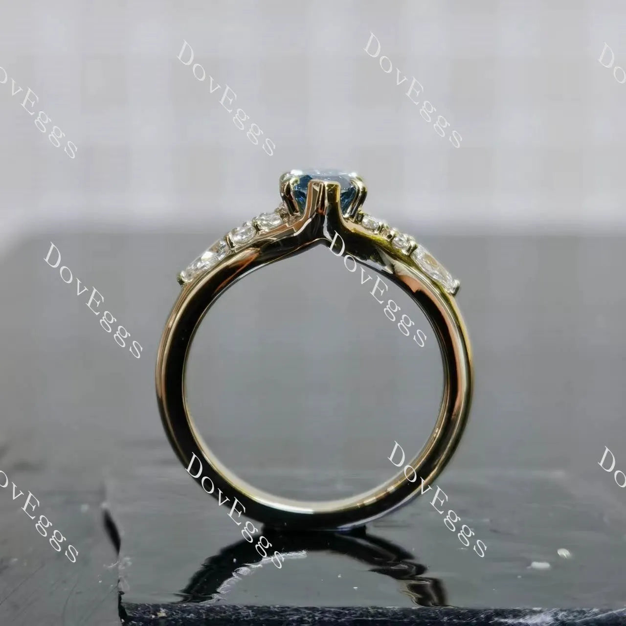 Harley-Marquise side stones vintage moissanite engagement ring| DovEggs