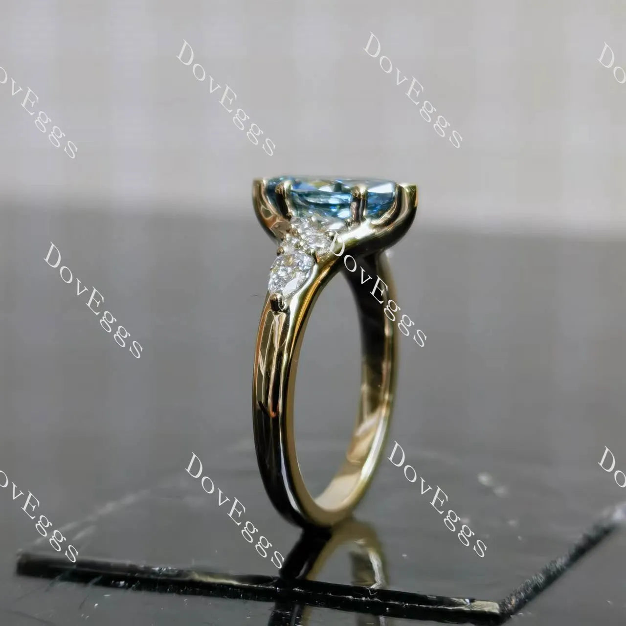 Harley-Marquise side stones vintage moissanite engagement ring| DovEggs