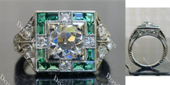 Round pave art deco vintage moissanite engagement ring| DovEggs