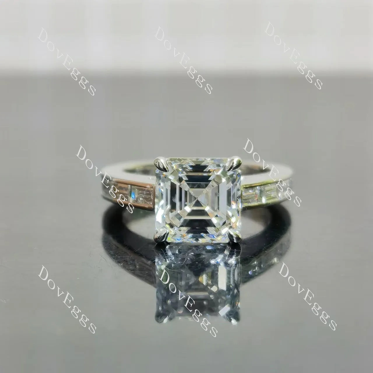 Channel pave engagement ring only semi-mount only(Exclusively to DovEggs Stones)