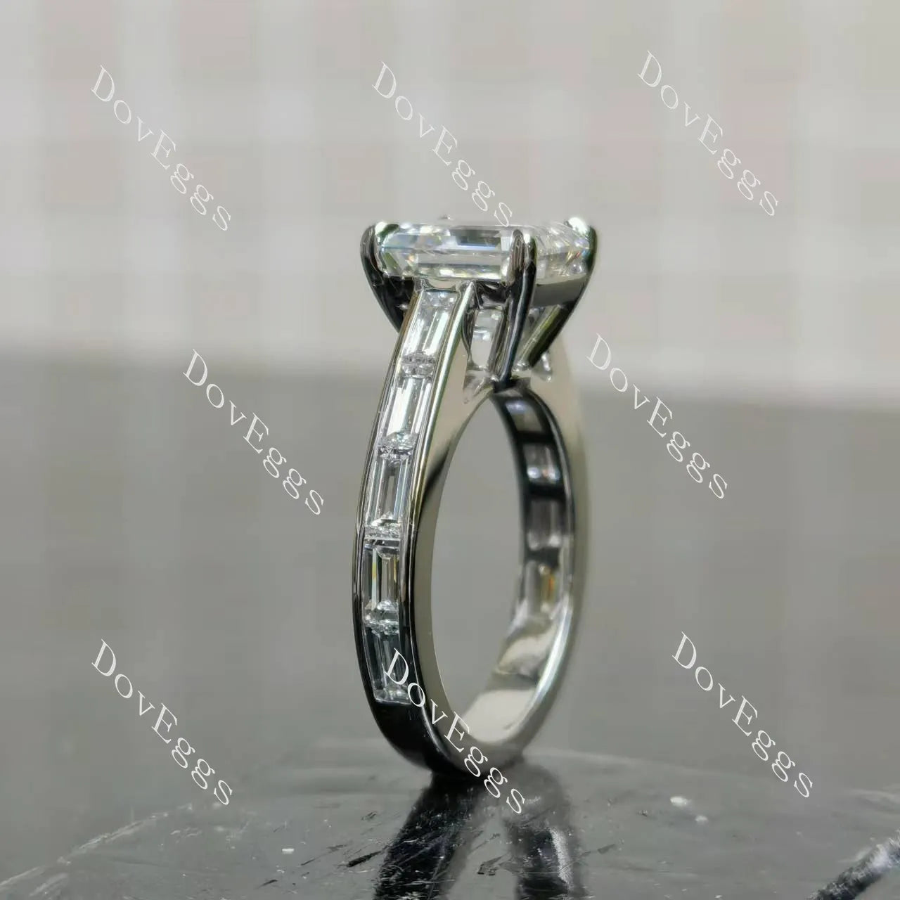 Channel pave engagement ring only semi-mount only(Exclusively to DovEggs Stones)