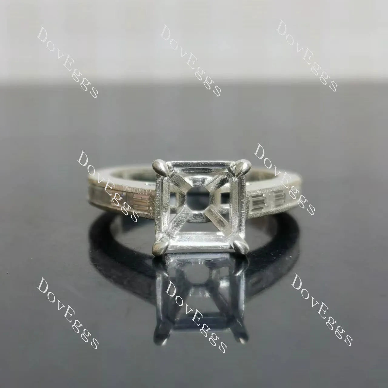 Channel pave engagement ring only semi-mount only(Exclusively to DovEggs Stones)