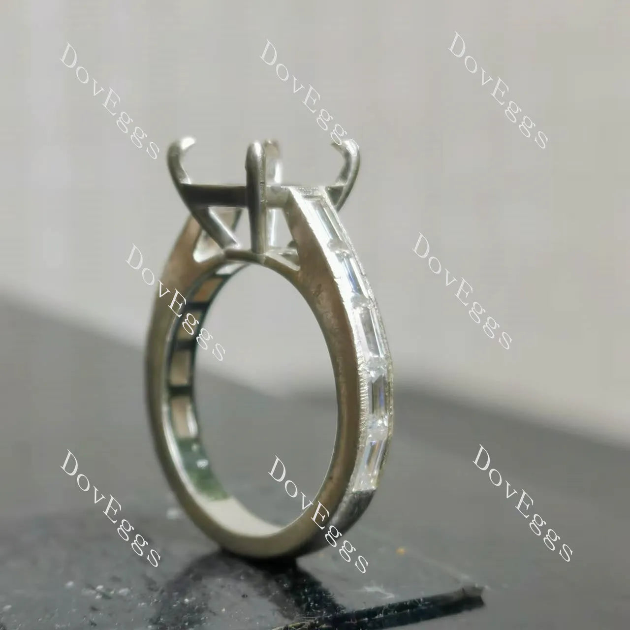 Channel pave engagement ring only semi-mount only(Exclusively to DovEggs Stones)