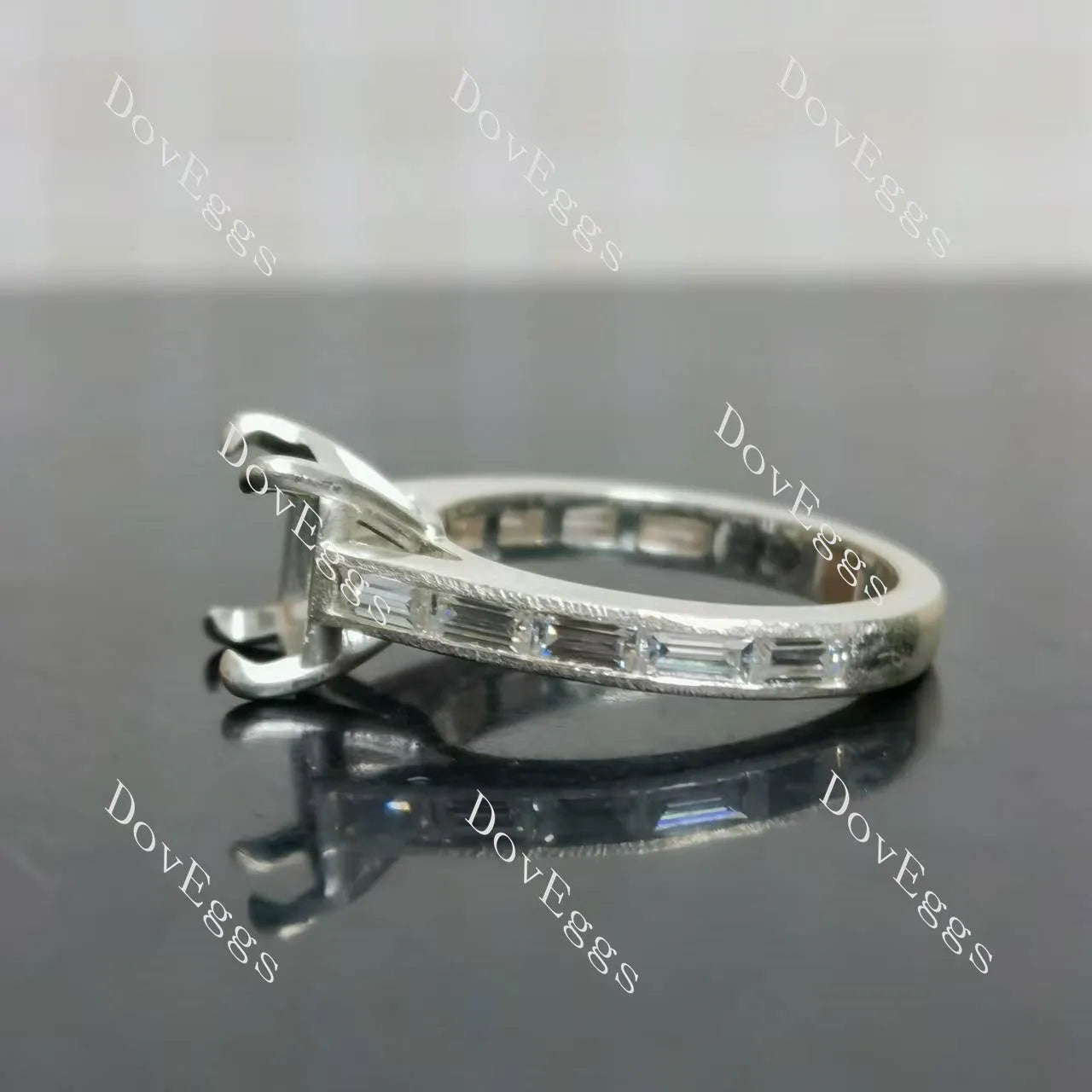 Channel pave engagement ring only semi-mount only(Exclusively to DovEggs Stones)