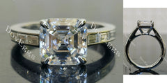 Asscher channel pave moissanite engagement ring| DovEggs