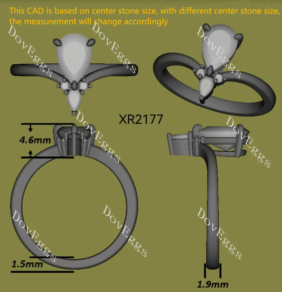 Doveggs art deco engagement ring only semi-mount only(Exclusively to DovEggs Stones)