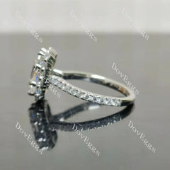 Radiant halo pave moissnaite engagement ring| DovEggs
