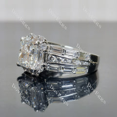 Princess halo pave art deco moissnaite engagement ring| DovEggs