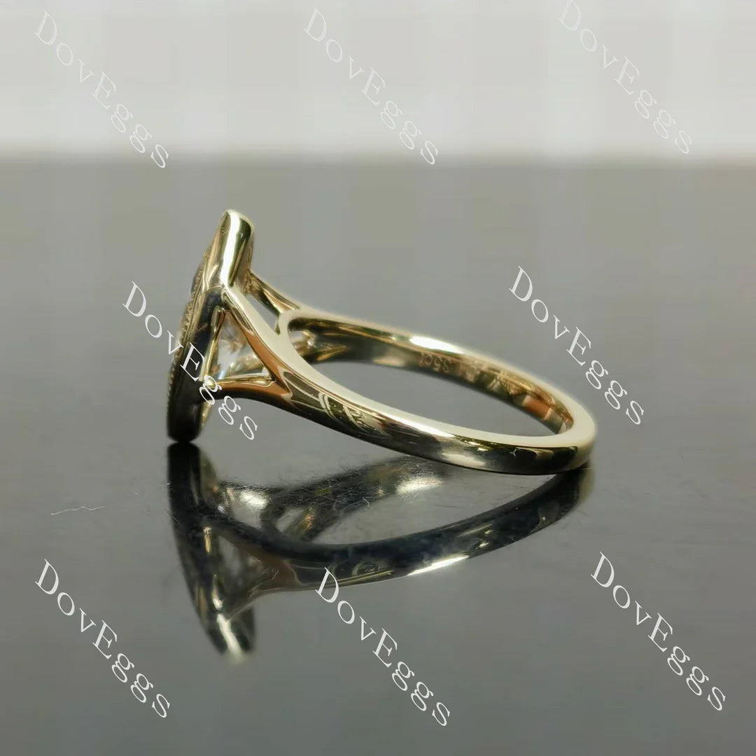 Bezel solitaire split shanks engagement ring only semi-mount only(Exclusively to DovEggs Stones)