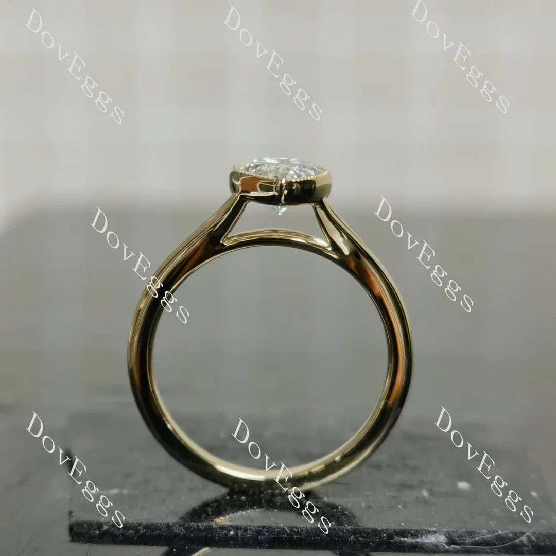 Bezel solitaire split shanks engagement ring only semi-mount only(Exclusively to DovEggs Stones)