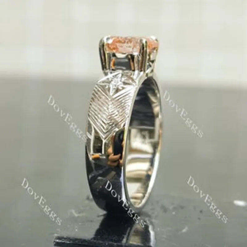 Carving vintage lab diamond engagement ring only semi-mount only(Exclusively to DovEggs Stones)