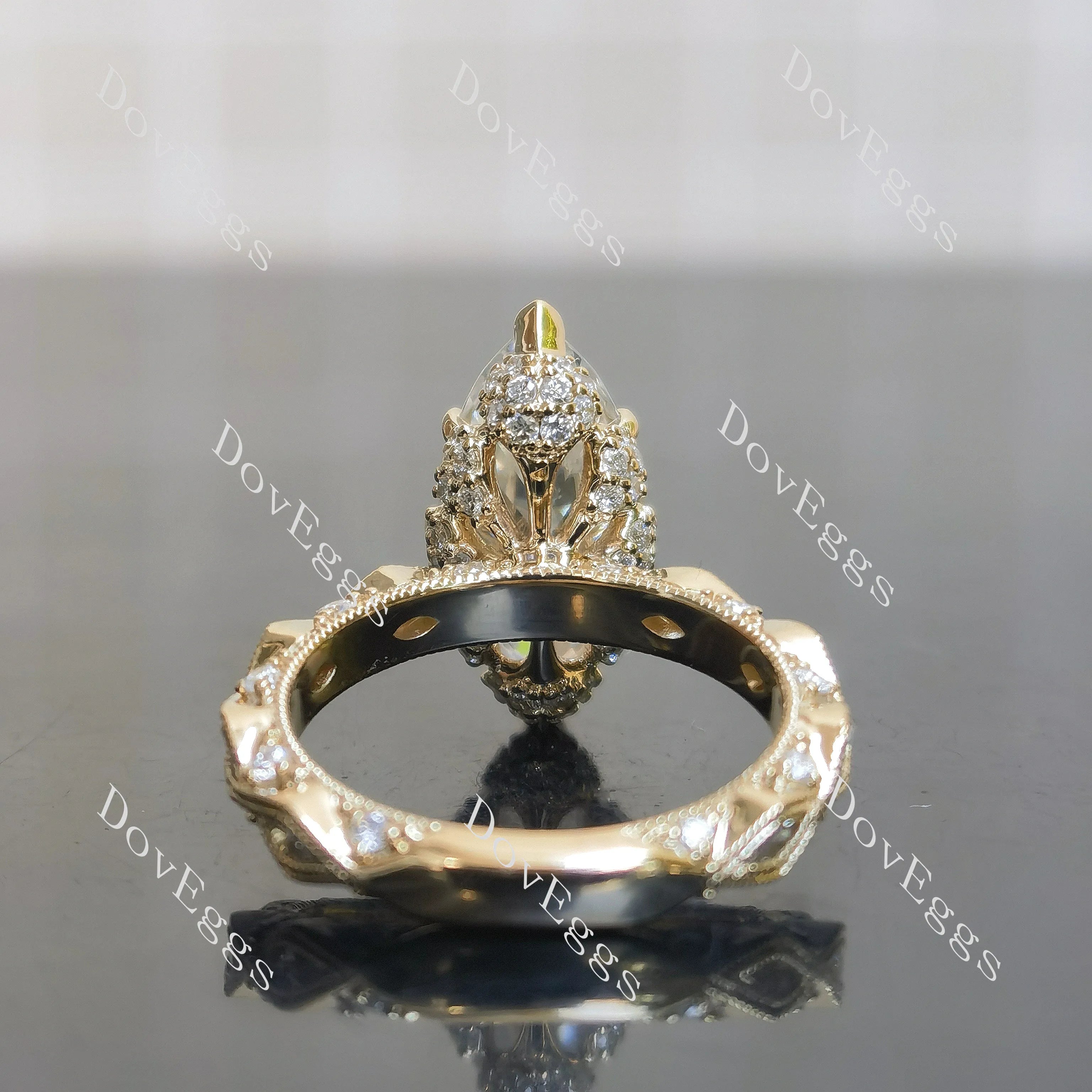 Marquise vintage art deco moissnaite engagement ring| DovEggs