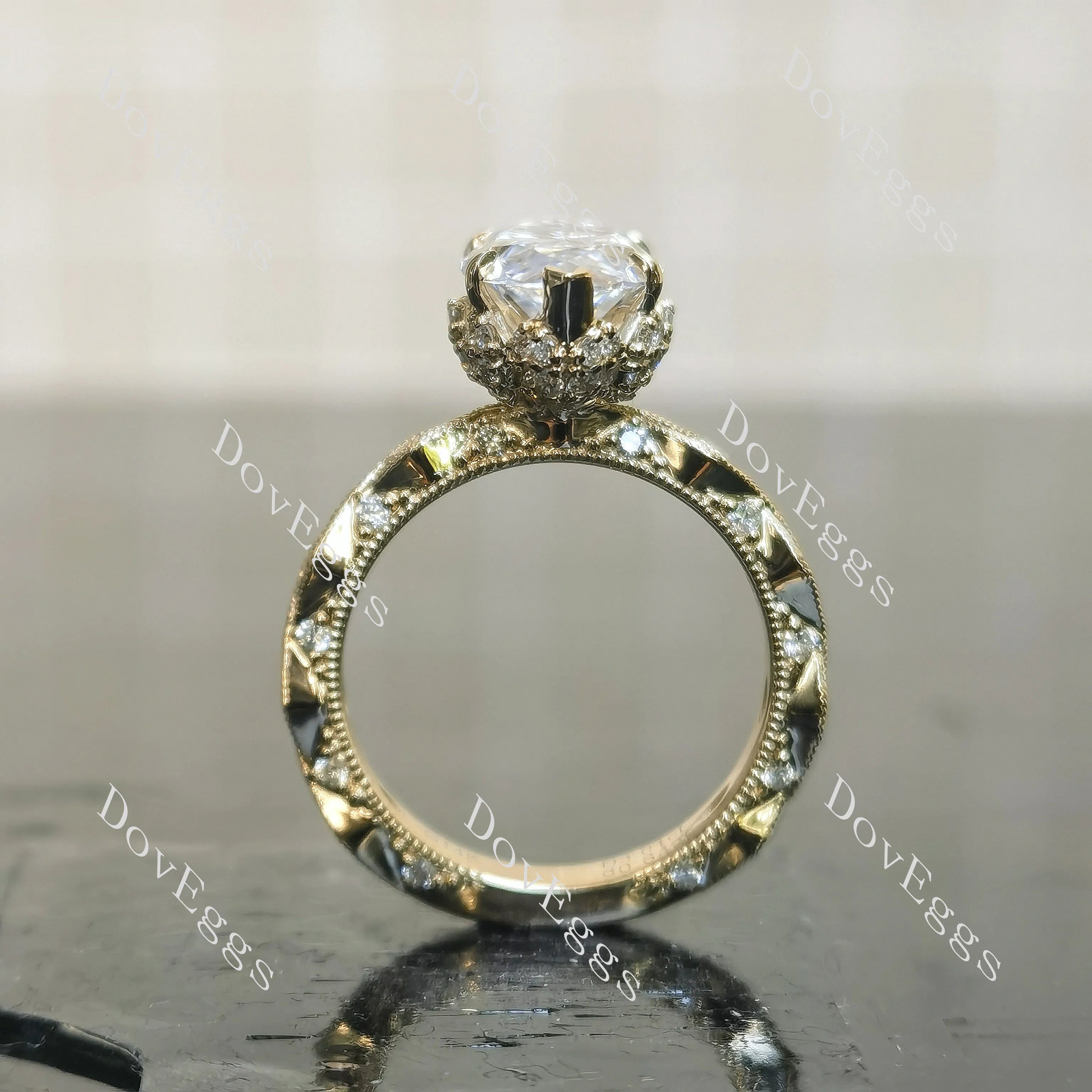 Marquise vintage art deco moissnaite engagement ring| DovEggs