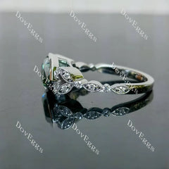Marquise bezel art deco east to west direction colored moissanite engagement ring| Doveggs
