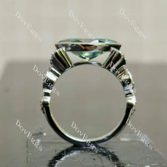 Marquise bezel art deco east to west direction colored moissanite engagement ring| Doveggs