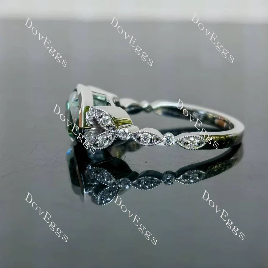 Art deco side stones east to west direction engagement ring only semi-mount only(Exclusively to DovEggs Stones)