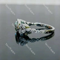 Art deco side stones east to west direction engagement ring only semi-mount only(Exclusively to DovEggs Stones)